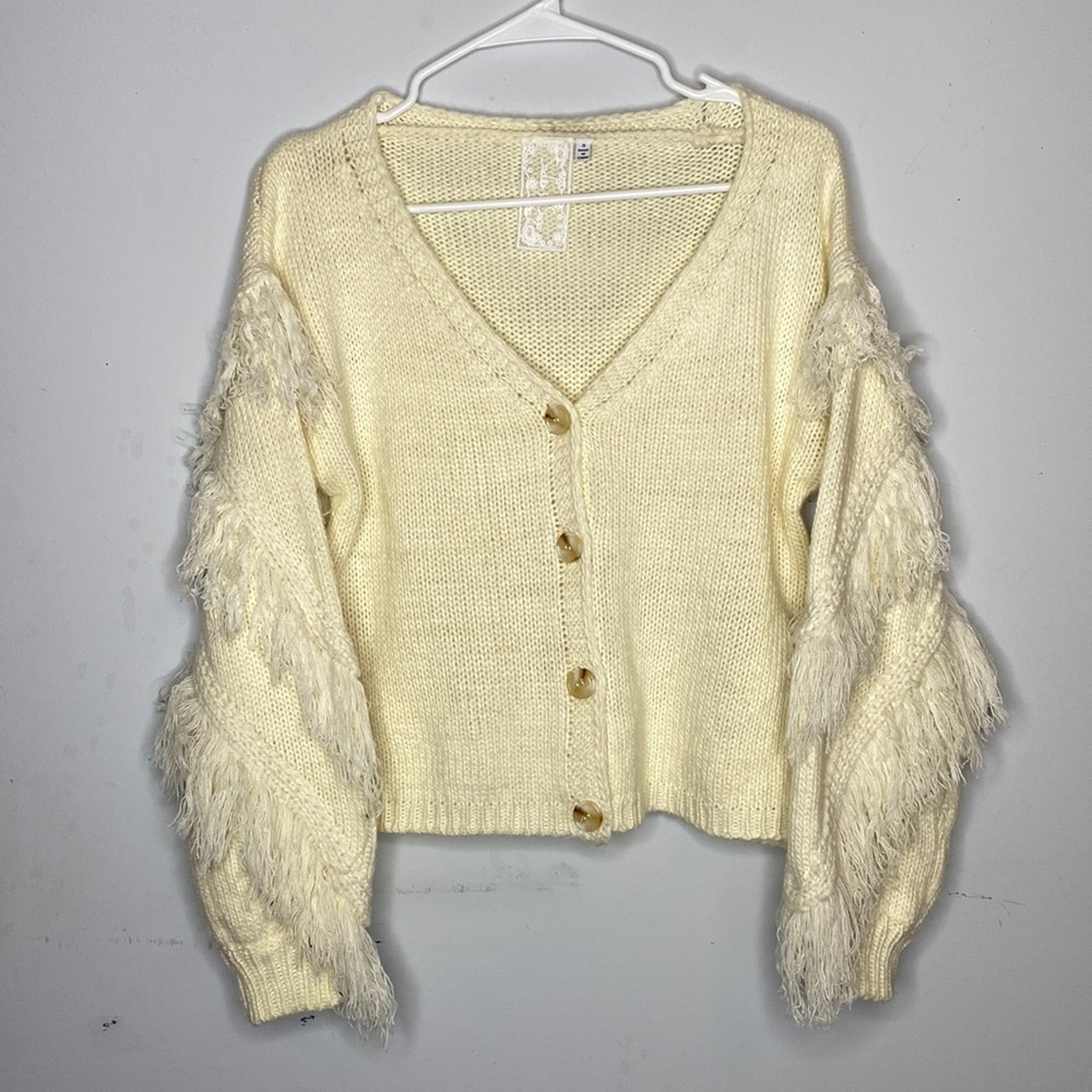 Cream Fringed Sweater